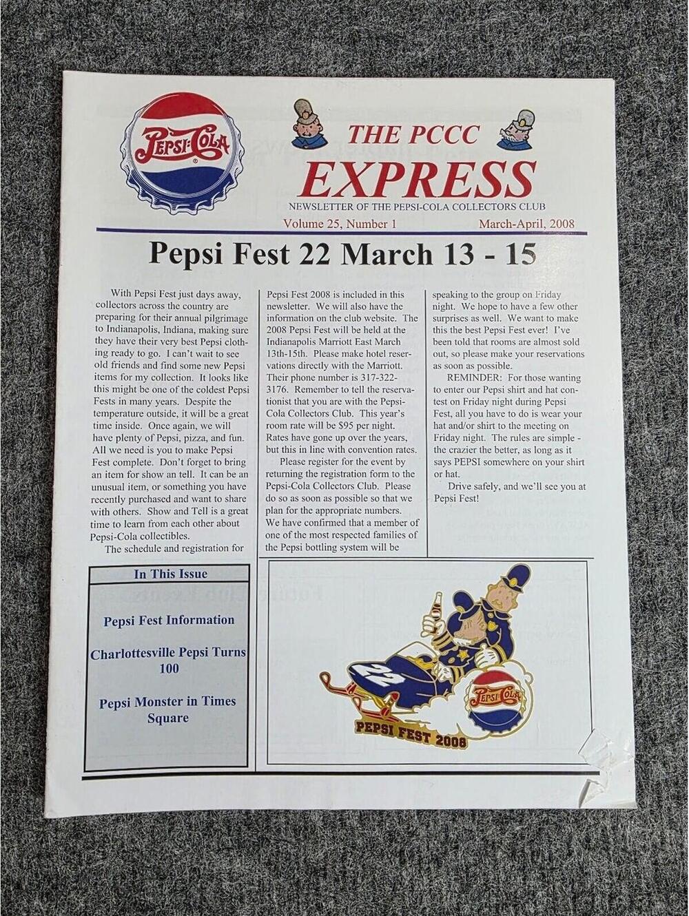 Pepsi-Cola Newsletter Pepsi Fest 2008 Collectors Club Promo Paper